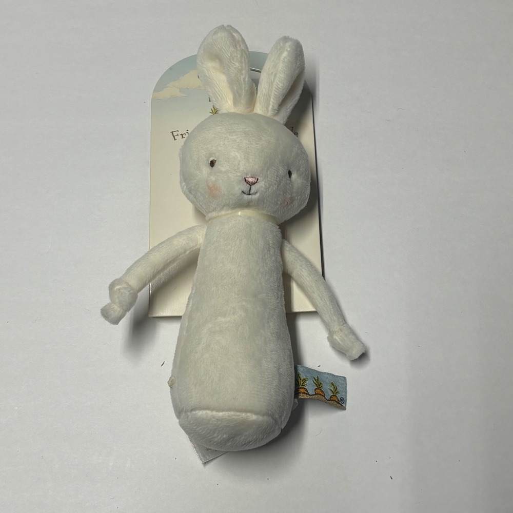 Bunnies By The Bay White Plush Bunny Rattle Baby Toy New With Tags